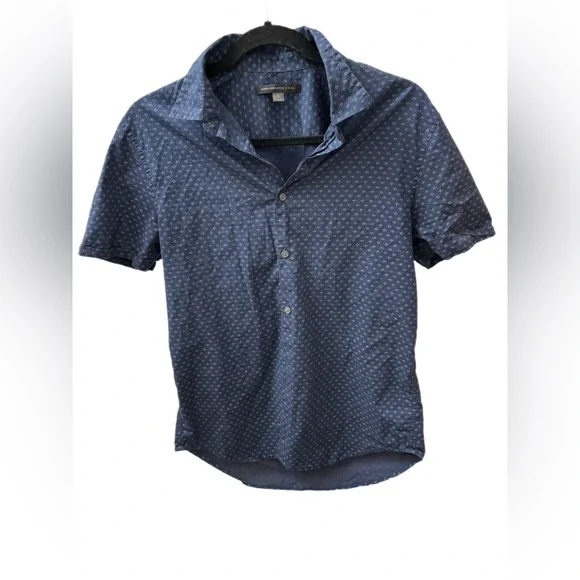 John Varvatos USA Navy Short Sleeve Button-Up Shirt Men’s Small - Picture 3 of 4
